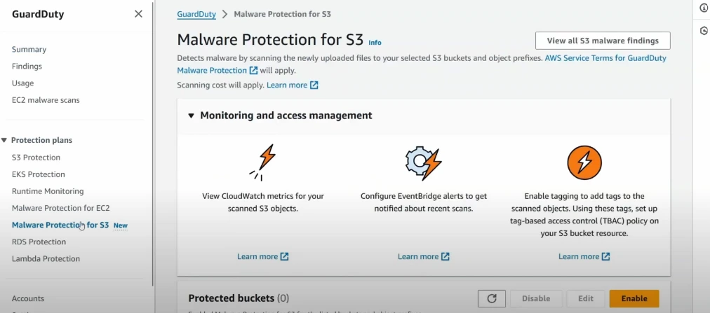 Enable S3 Malware