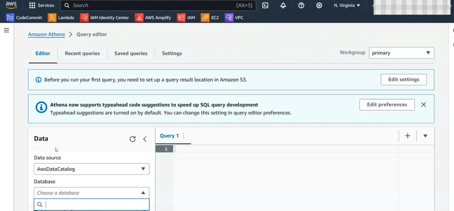 Database in Athena